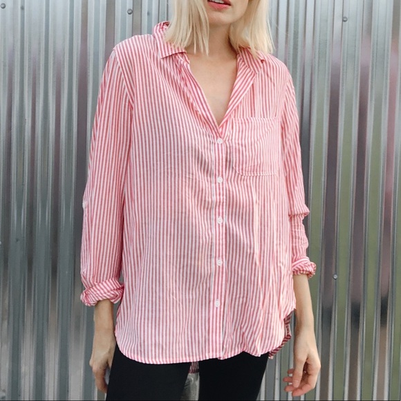 Velvet Heart Red Striped Elisa Button Up Shirt Size Medium - Picture 6 of 6